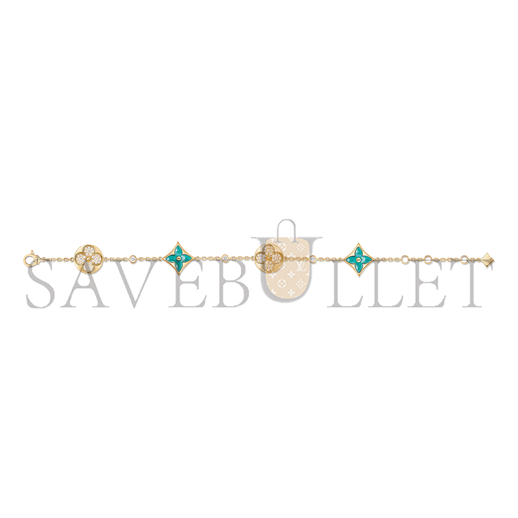 l**is V*t*n colour blossom bb multi-pattern bracelet, yellow gold, amazonite and diamonds q05979